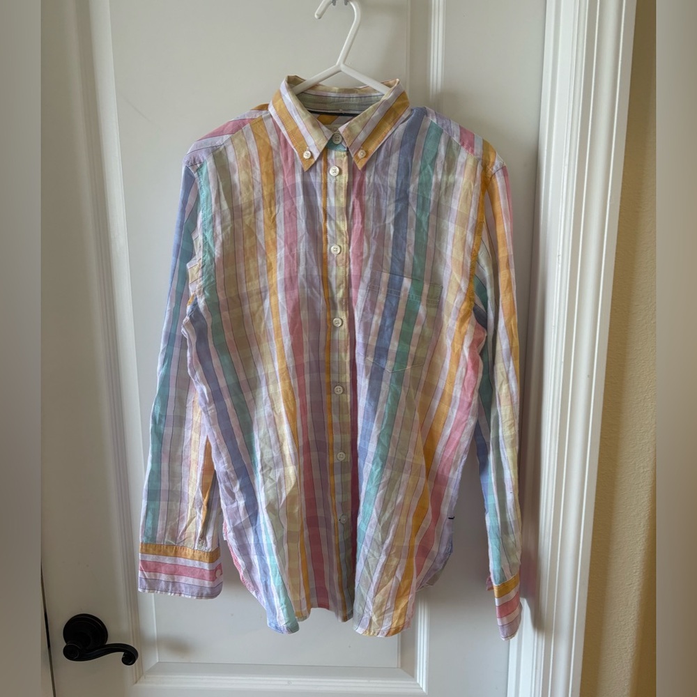 J.Crew Classic Striped Button Down Shirt Size 2 Pastel Long Sleeve